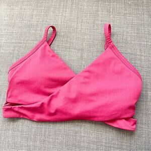 Fabletics Tammy Low Impact Sports Bar Women size S Faux Wrap Bralette Dark Pink